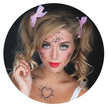 2 x Broken Doll Temporary Tattoo Halloween Costume for Men and Women Adult Face  - £24.95 GBP