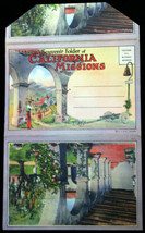 Vntg Color Litho Linen Post Card accordion-fold Souvenir Folder Of Cali Missions - £4.09 GBP