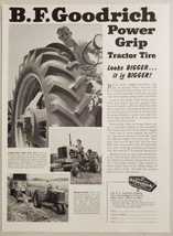 1953 Print Ad BF Goodrich Tractor Tires Farmer on Farmall in Field - £9.44 GBP