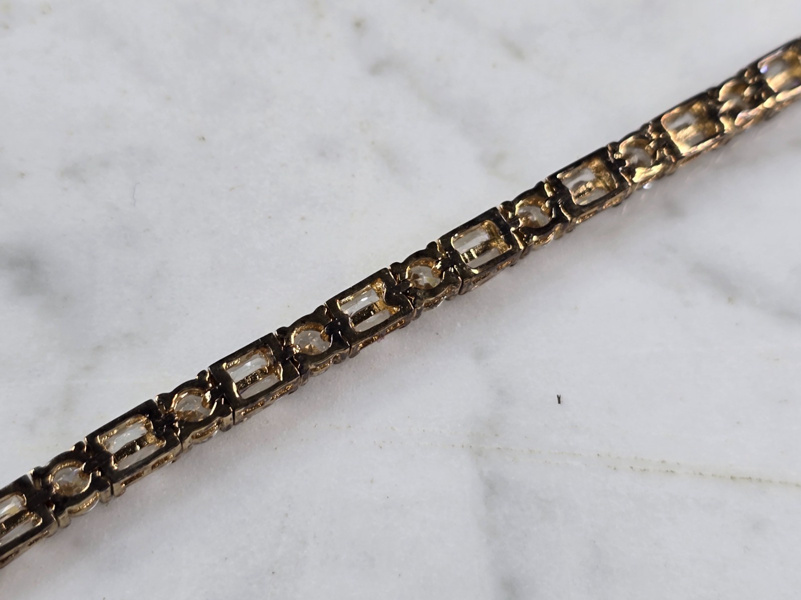 Womens Vintage Estate Sterling Silver CZ Gold Tone Tennis Bracelet 13.7g E4961 Item image 3