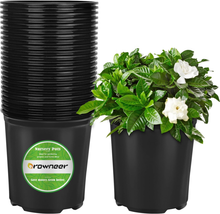 GROWNEER 24 Set 6&quot; 1 Gallon for Plants Flexible Nursery Pot with Drainage Hole a - £23.49 GBP