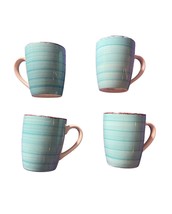  Coffee Mugs Royal Norfolk Turquoise Blue Swirl Stoneware 12 OZ Cups Set... - $24.62