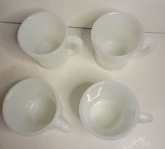 4 Fire-King Ware Milk Glass Coffee Mugs image 2