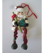CHRISTMAS Santa Ornament, Polymer Clay Bendable Legs, w/Tree &amp; Baseball Bat - £6.21 GBP