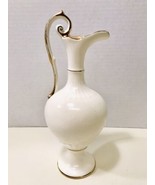 Vintage 1970&#39;s Ivory Gold Gilded Porcelain Pitcher Ewer Limoges Style En... - £23.66 GBP