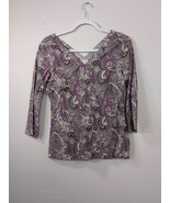 Peter Millar paisley top, Sz S, v-neck, multicolor, side zip, Athleisure... - $29.78 CAD