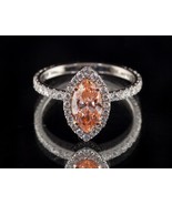 1.03 Ct Marquise Cut Fancy Pink Lab Created Diamond Ring 18k White Gold - €8.712,76 EUR
