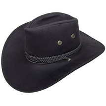 Black Cowboy Hat Cowgirl Chin Strap Rope Western Costume Faux Suede 990600 - £20.10 GBP