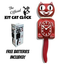 Space Cherry Red Lady Kit Cat Clock 15.5&quot; Free Batteries Usa New Kit-Cat Klock - £55.05 GBP