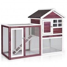 Outdoor Wooden Rabbit hutch-White - Color: White - £160.86 GBP