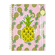 NEW Yoobi Pineapple Spiral Notebook Diary college rule 60 sheet front zip pocket - £5.19 GBP