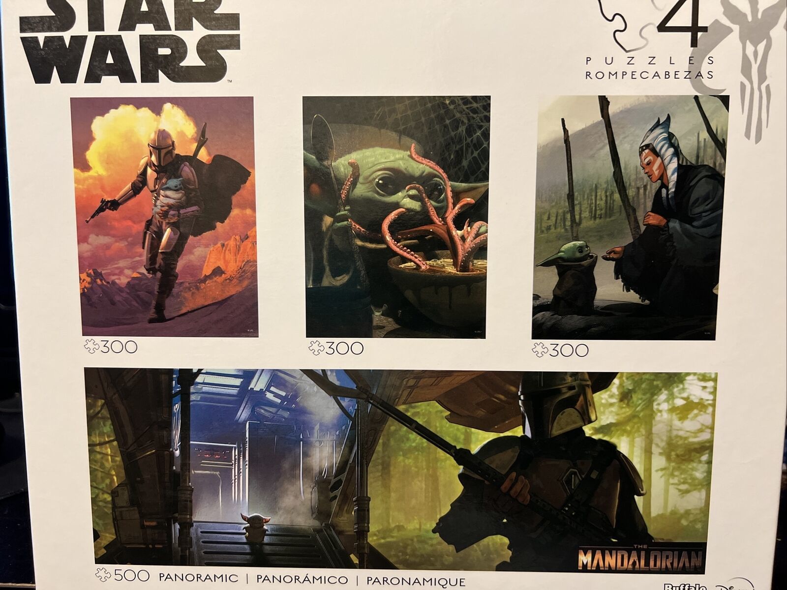 Primary image for STAR WARS The Mandalorian 4 Puzzles in One Box! Disney, Buffalo Games & Puzzles