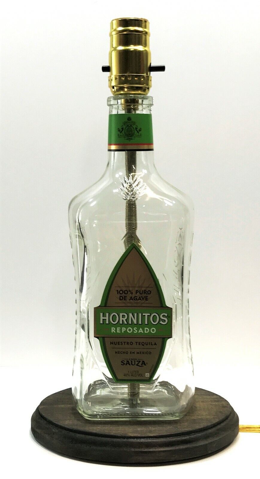 Primary image for Hornitos Tequila Large 1.75L Liquor Bar Bottle TABLE LAMP Lounge Light Wood Base