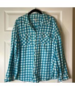 Croft &amp; Barrow Flannel Cotton Button Down Shirt Long Sleeve Blue/White S... - $11.68 CAD