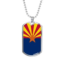 Arizona State Flag Necklace Stainless Steel or 18k Gold Dog Tag 24&quot; Chain - £37.20 GBP+