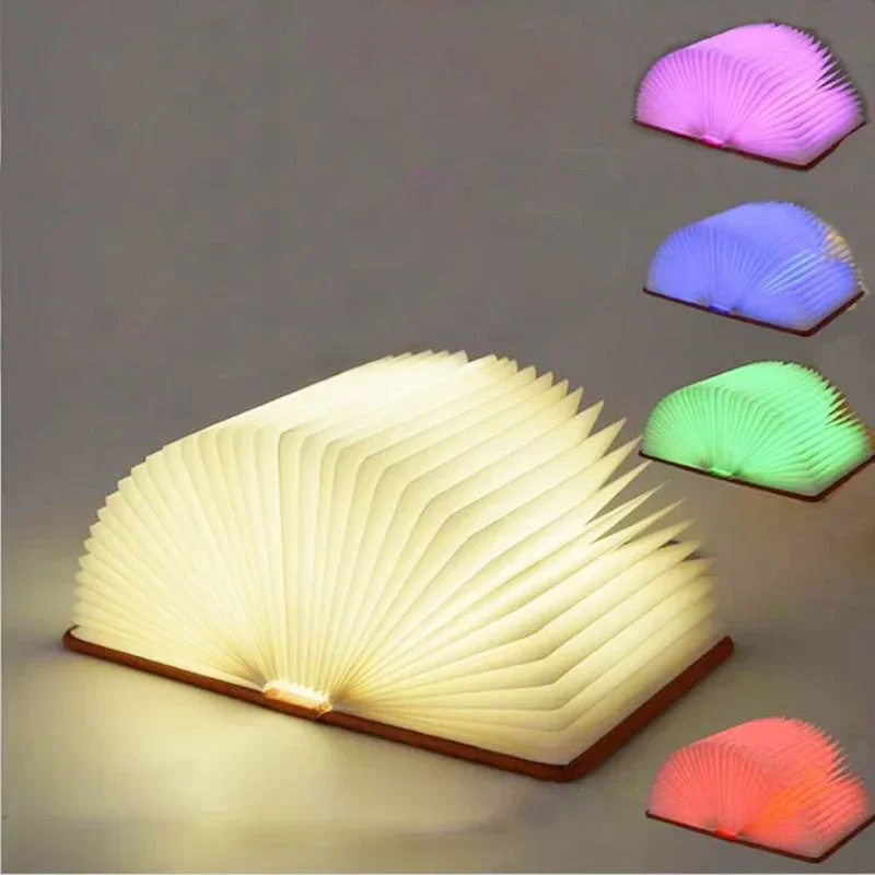 3D Folding Creative LED Night Light RGB Color USB Recharge Wooden Book L... - $19.93+