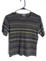 Kasper Knits Green Striped Sweater Womens Size Small - $284.32 MXN