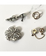 Vintage Lot Of  4 Silver And Golden Brooch And Pin Flower Shoe Hearts An... - $6.85