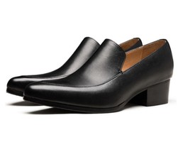 Mens High Heel Men Shoes Black White Leather Wedding Dress Shoes Pointed Toe Sli - £173.53 GBP