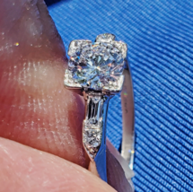 Earth mined Diamond Deco Engagement Statement Ring Rare Solid Platinum Solitaire - €4.863,43 EUR