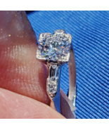 Earth mined Diamond Deco Engagement Statement Ring Rare Solid Platinum S... - $5,600.25