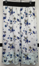 NWT 2.0 LuLaRoe 3XL Light Gray Navy Blue Purple Yellow White Floral Lola Skirt - £27.68 GBP