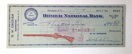 Bank Check Homer National Bank Homer, New York G.W. Crozier Gunroom 1960... - $9.00