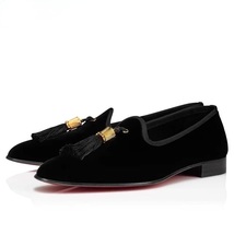 Genuine Leather Suede Gold Tassel Red Bottom Loafers Mens shoes - $99.99