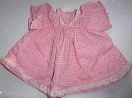 Vintage Handmade Pink Gingham Dress For Medium Size Baby Doll - $8.20 CAD