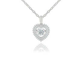 ADIRFINE 925 Solid Sterling Silver Cubic Zirconia Heart Charm - £35.87 GBP