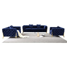 Blue Elegant Velvet Living Room Sofa Set, 3 Pieces Upholstered Set, Including Lo - £6,739.21 GBP