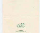 The Grandview Restaurant &amp; Lounge Menu Lake Geneva Wisconsin 1991 - $17.82