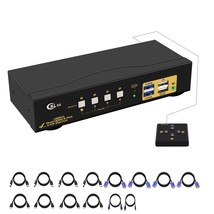 4X2 Usb 3.0 Vga + Hdmi Kvm Switch 2 Monitors 4K@60Hz With Cables And Aud... - £433.91 GBP