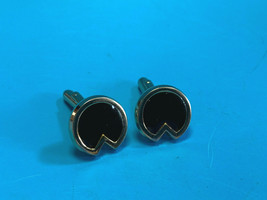 Vintage Collectible Gold Tone Men&#39;s Cuff Link Jewelry Black Shape - £19.94 GBP