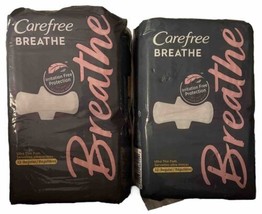 Carefree Breathe Regular Absorbency Ultra Thin Pads 32 Count Lot Of 2 (64 Total) - £29.78 GBP