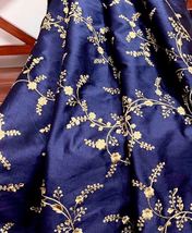 Indian Blue gold Embroidered Fabric, Dress, Gown, Drapery Bridal Wedding -NF695 - £9.82 GBP - £11.78 GBP