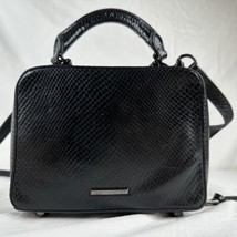 Rebecca Minkoff Mini Crossbody Top Handle Leather HandBag Purse Black Snakeskin - £43.12 GBP