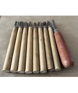 Vintage Wood Carving Chisels / Turning Chisels - 9 Wood Handled Tool Lot - $367.84 MXN