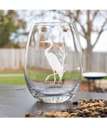 Blue Heron Bird Etched Glasses - Wine, Champagne, Pint Glasses, Shot Glass - $467.85 MXN+