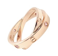 Authentic! Cartier Love 18k Rose Gold Pink Sapphire Diamond Ring sz 8.25 - $5,512.50