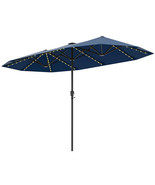 13 FT Large Patio Umbrella with LED Solar Lights and Crank Handle-Navy -... - €125,58 EUR