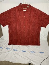 Batik Bay Mens XXL Short Sleeve Button Down Shirt Hawaiian Red - £14.94 GBP