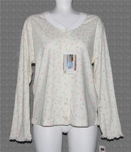 Karen Neuburger Pastel Floral Button Front Ruffle Cuffs Pajama TOP Wms M... - $22.99