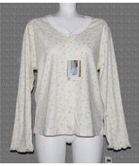 Karen Neuburger Pastel Floral Button Front Ruffle Cuffs Pajama TOP Wms M... - $31.44 CAD