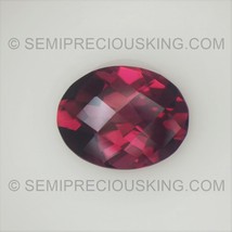 Natural Rhodolite Oval Checkerboard Cut 9X7mm Mulberry Color SI Clarity Loose Ge - £40.21 GBP