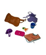 Barbie Horse Accessories Doll Lot Saddle Helmet Blanket Carrots Mattel - $10.89