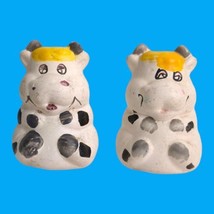 Vintage Off White Kitsch Anthropomorphic Cow Salt &amp; Pepper Shakers Retro... - $9.28