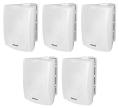 5 Rockville WET-5W 70V 5.25" IPX55 White Commercial Indoor/Outdoor Wall Speakers - £340.72 GBP