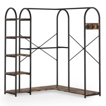 Corner L-Shaped Garment Rack with Clothing Hanging Rods and Storage Shelves - £255.35 GBP