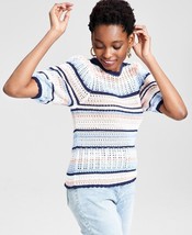 INC International Concepts Crochet Puff-Sleeve Sweater Indigo Monaco XXL - £17.90 GBP